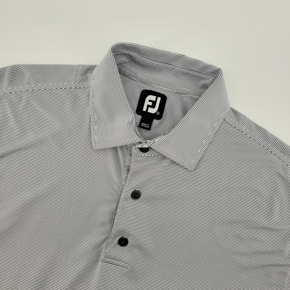 FootJoy‎ Polo Shirt Large Black White Striped Performance Golf Mens